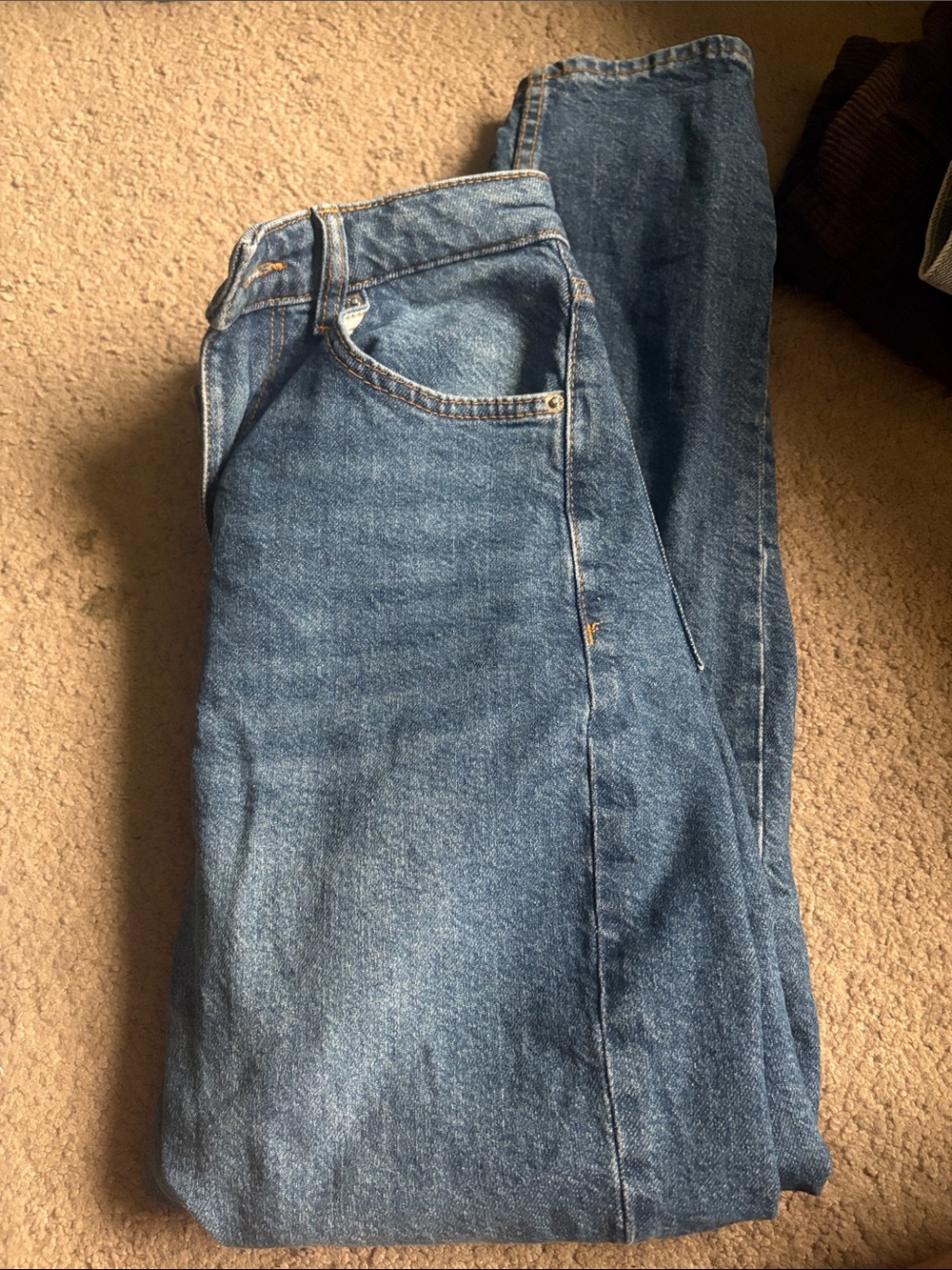 Bershka Blue High-Rise Straight Jeans